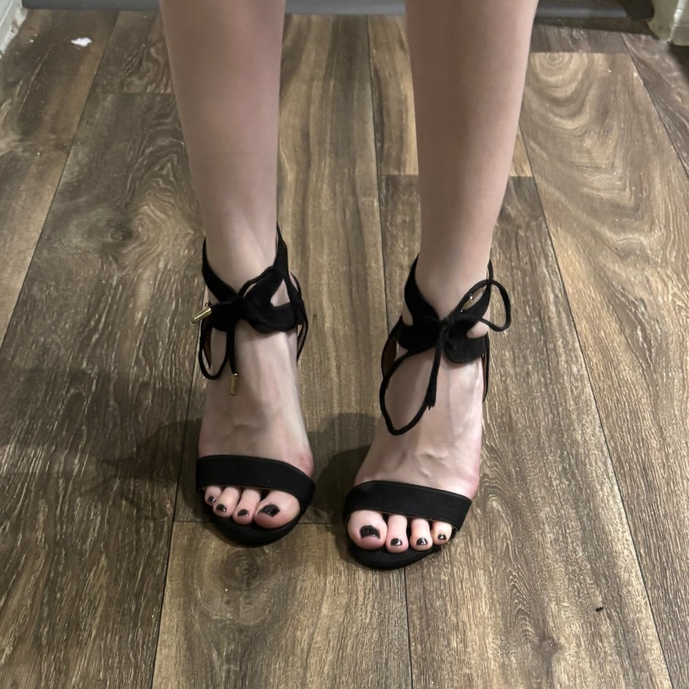 Charlotte Russe Black Tie-Up Heels